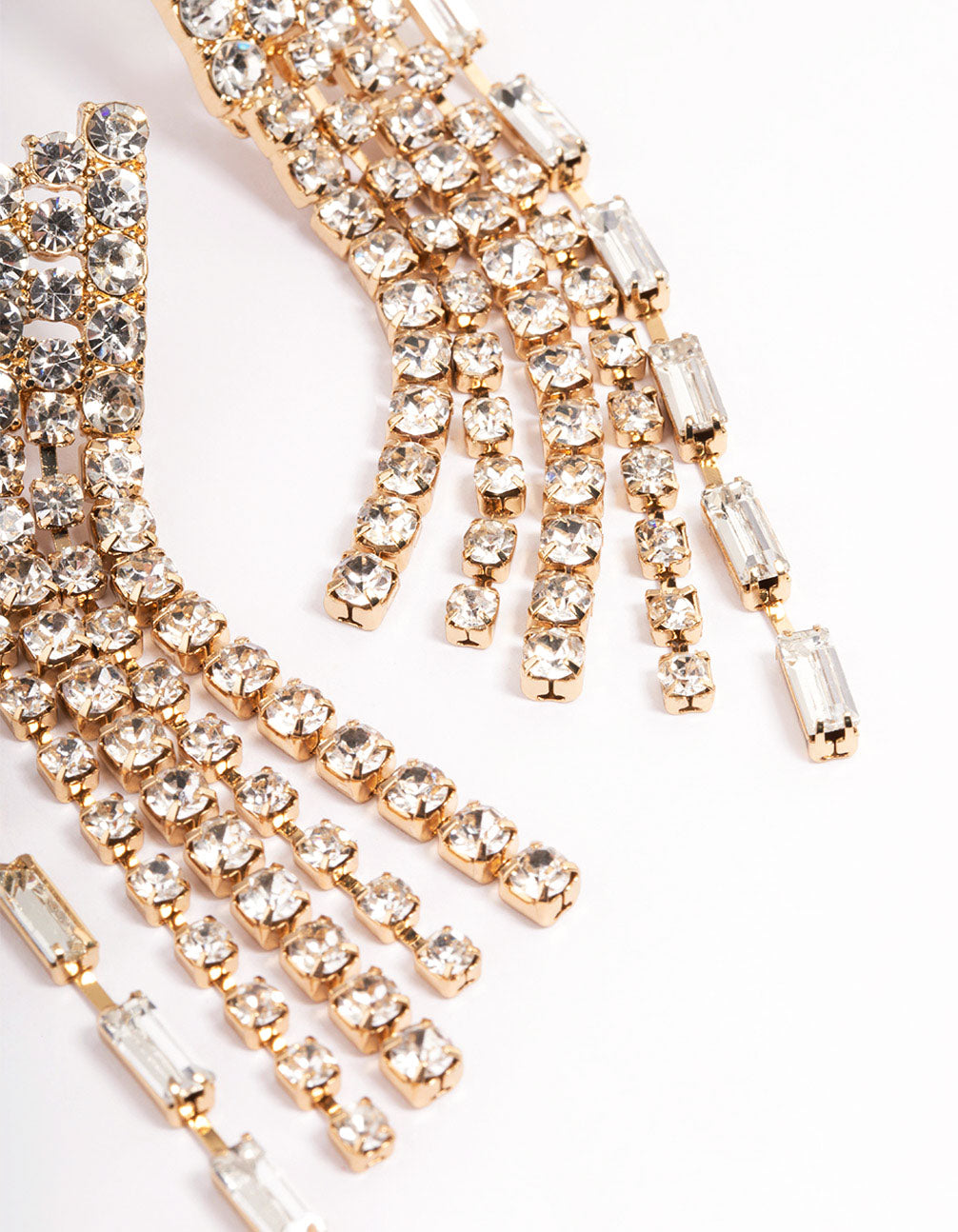 Gold Statement Bling Tassel Earrings