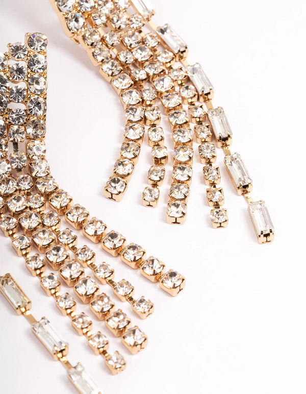 Gold Statement Bling Tassel Earrings