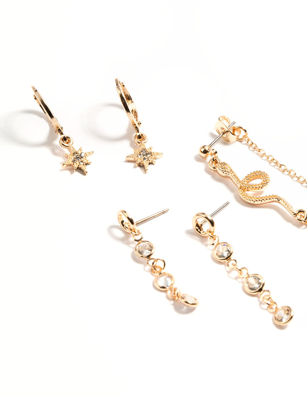 Gold Snake Cubic Zirconia Earrings Set