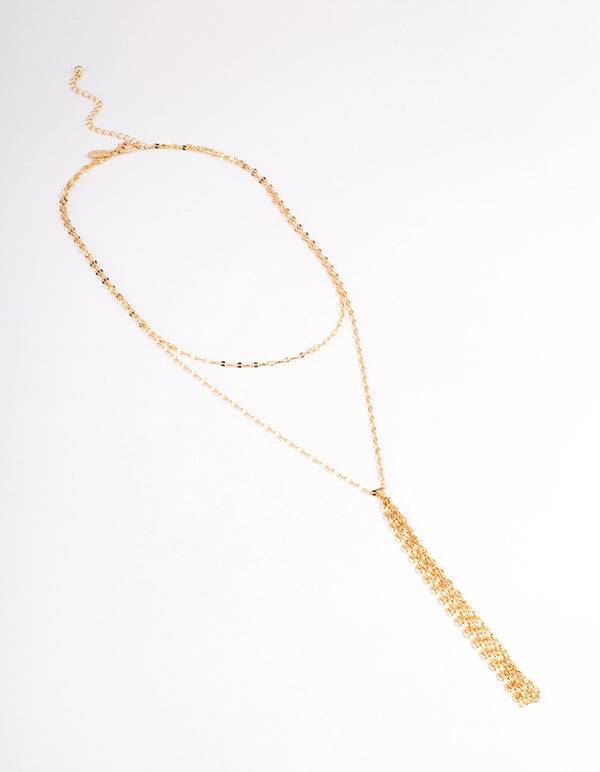 Gold Glistening Tassel Necklace