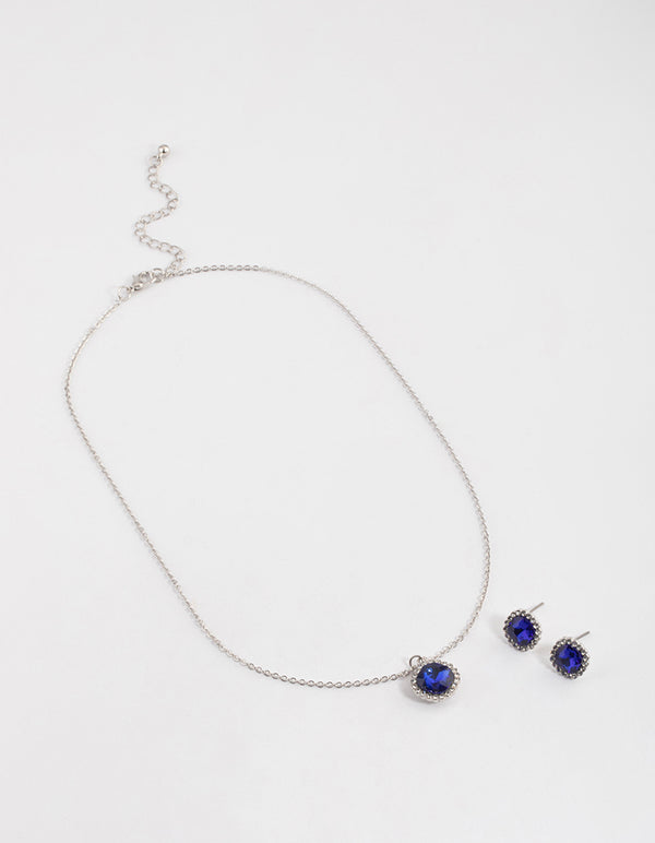 Silver Cushion Halo Jewellery Set