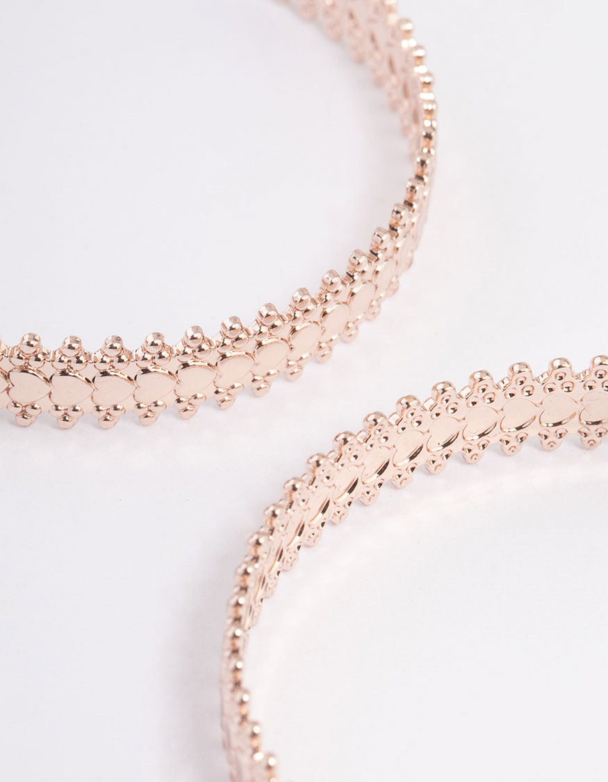 Rose Gold Stamp Hoop Earrings 40mm