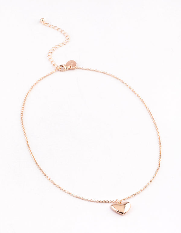 Rose Gold Bubble 3D Heart Necklace