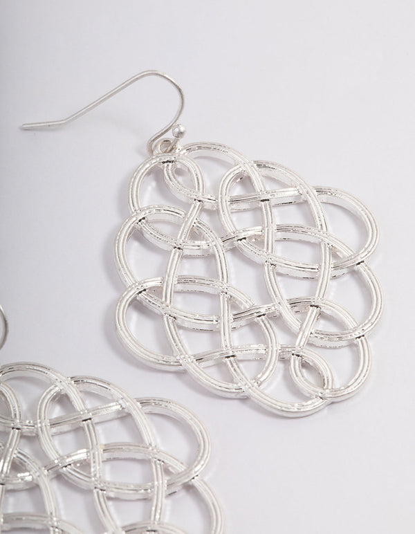 Silver Maze Twisted Drop Earrings