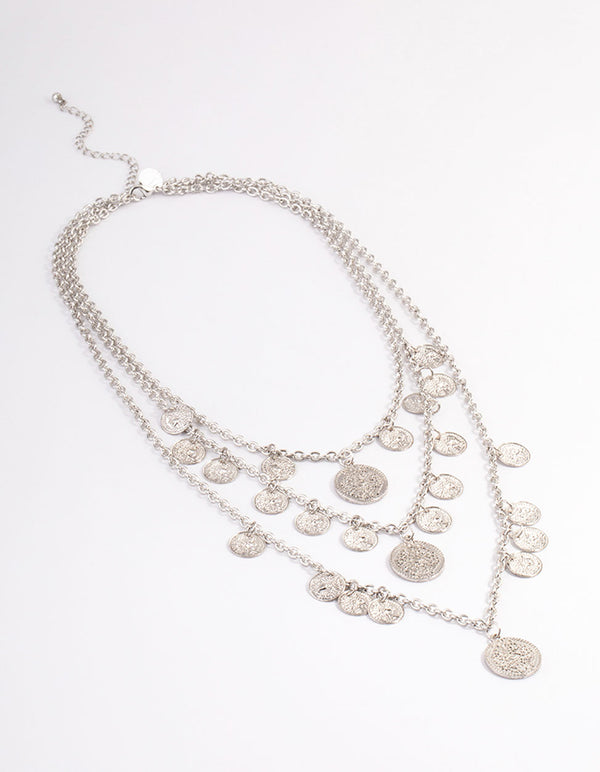 Antique Silver Multi Jingle Row Necklace