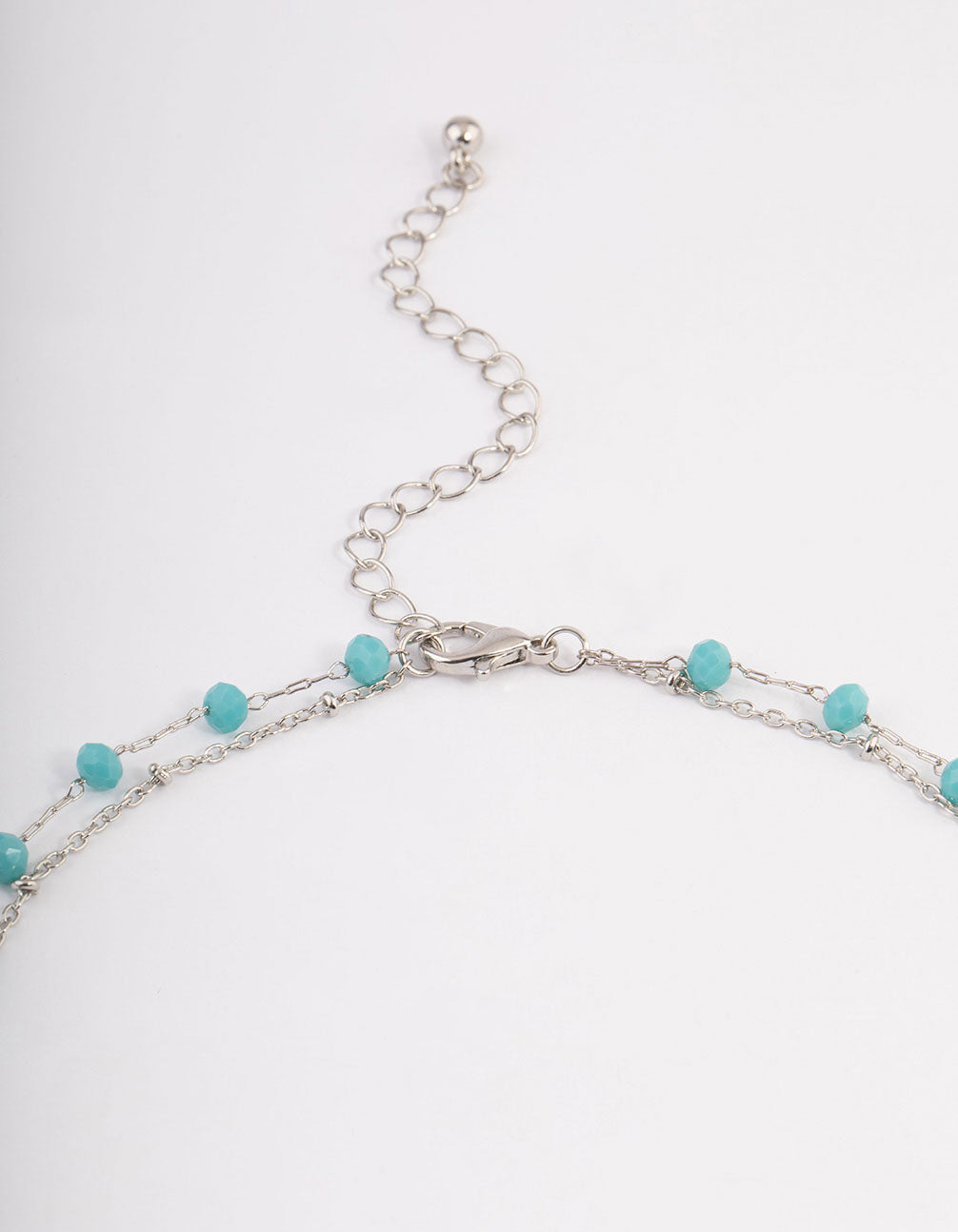 Silver Double Row Facet Bead Circle Disc Necklace