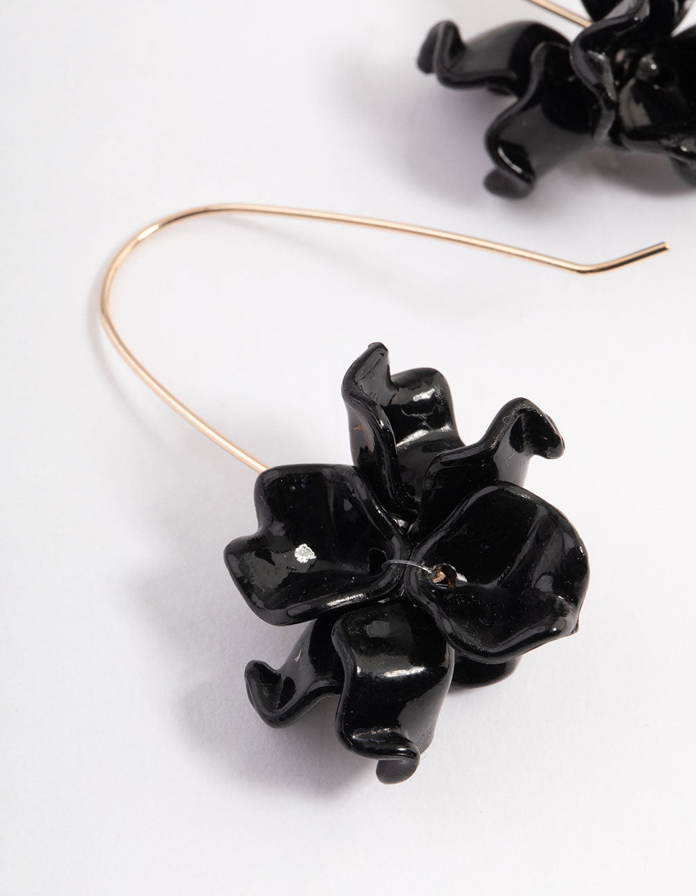 Black Mini Frosted Flower Drop Earrings