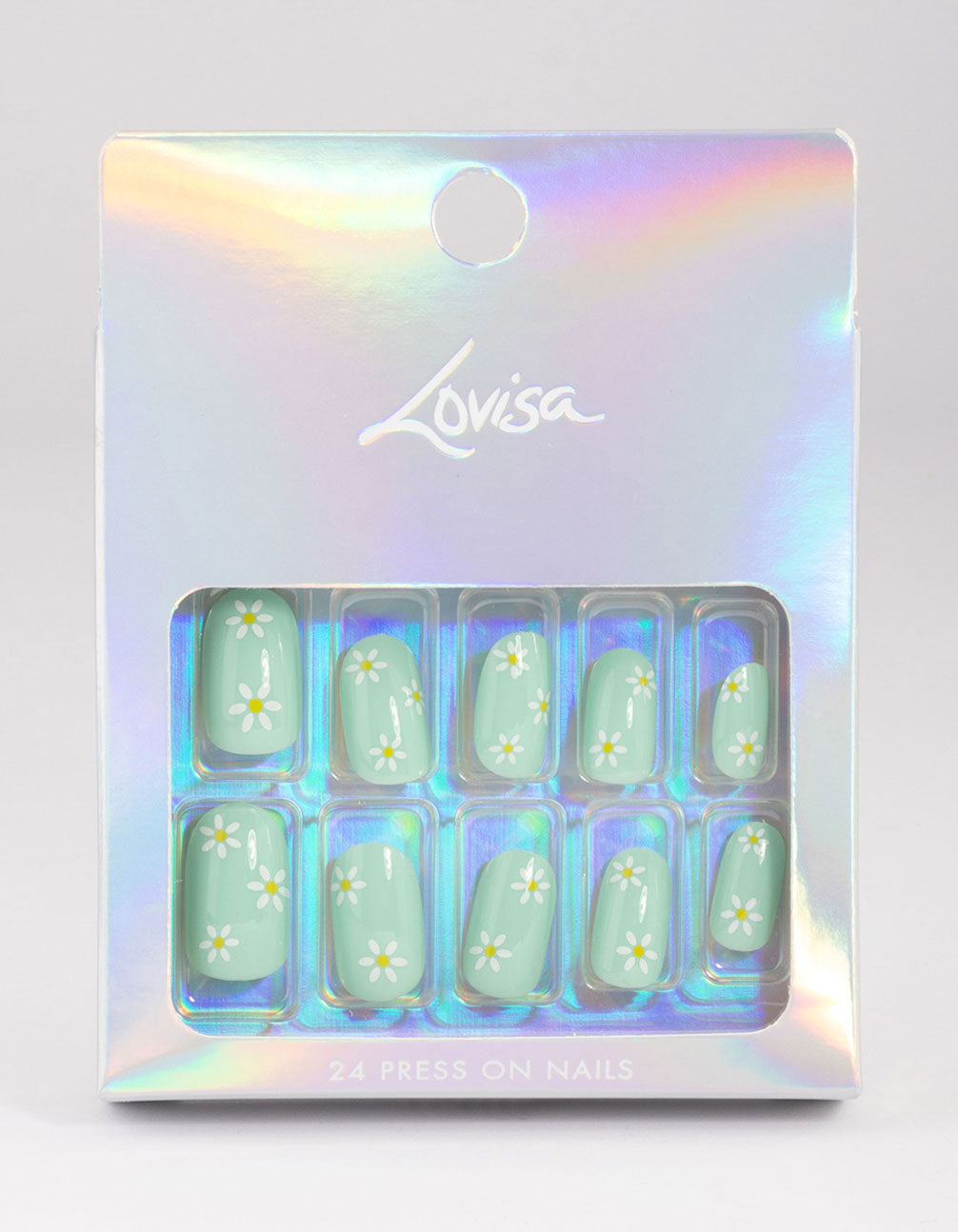 Plastic Mint Daisy Press On Nails