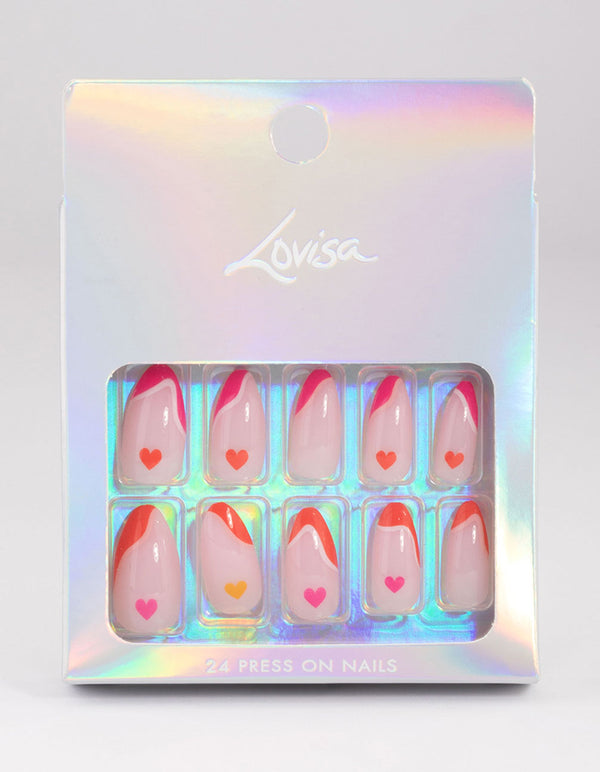 Bright Plastic Multi Heart Press On Nails