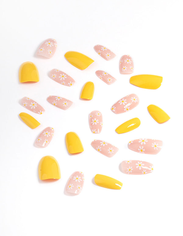 Plastic Yellow Daisy Press On Nails