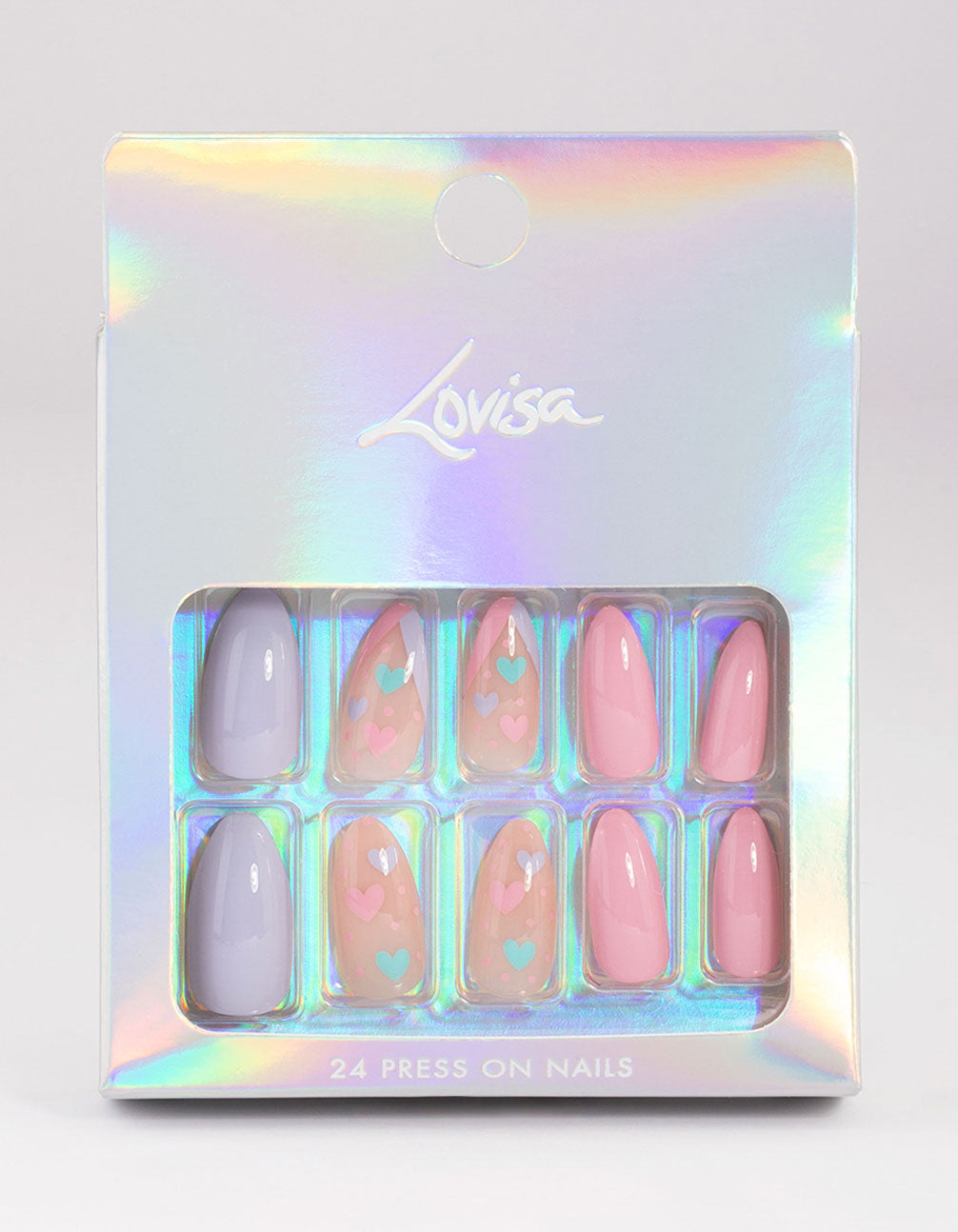 Plastic Two Tone Heart Press On Nails
