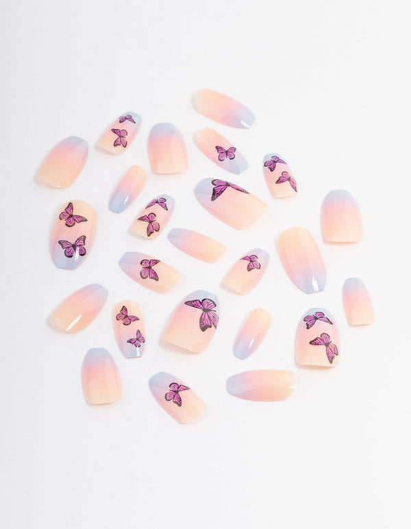 Plastic Butterfly Ombre Press On Nails