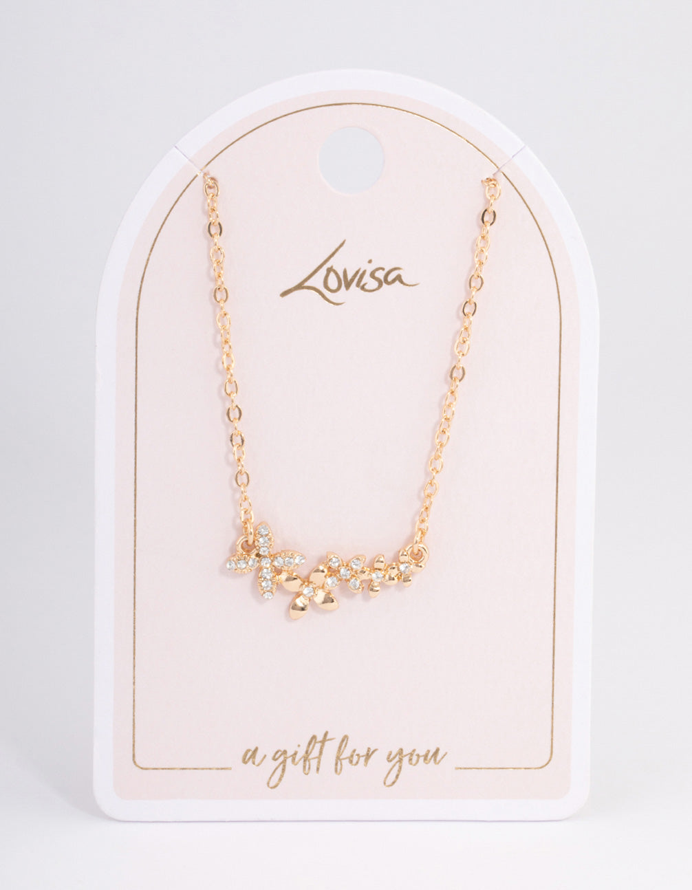 Gold Diamante Flower Cluster Necklace