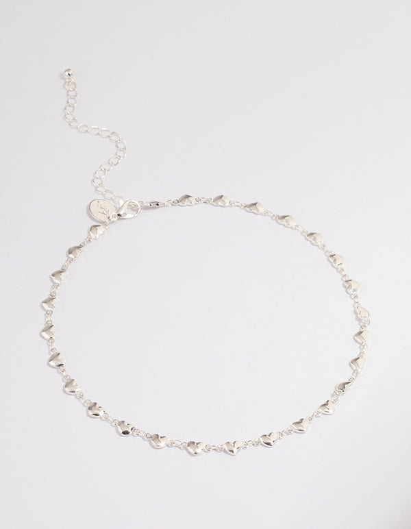 Silver Puffy Heart Choker