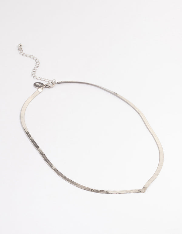 Silver V Shape Snake Chain Necklace