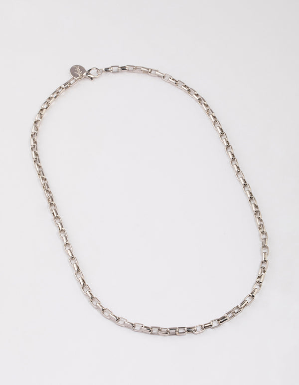 Silver Statement Box Chain Necklace