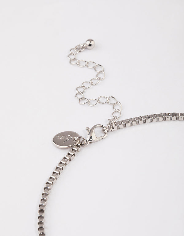Rhodium Box Chain Necklace