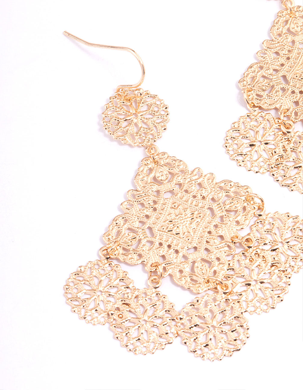 Gold Filigree Fine Drop Earrings