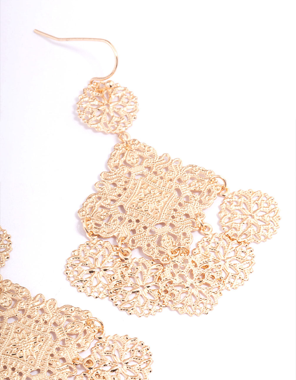 Gold Filigree Fine Drop Earrings