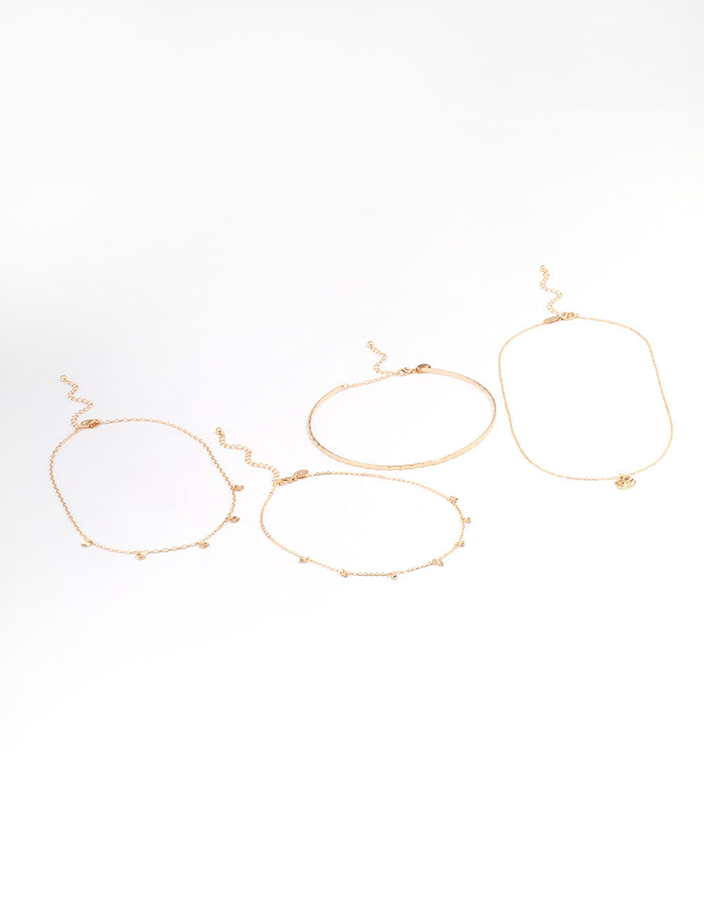 Gold Multi-Row Diamante Droplet Disc Necklace