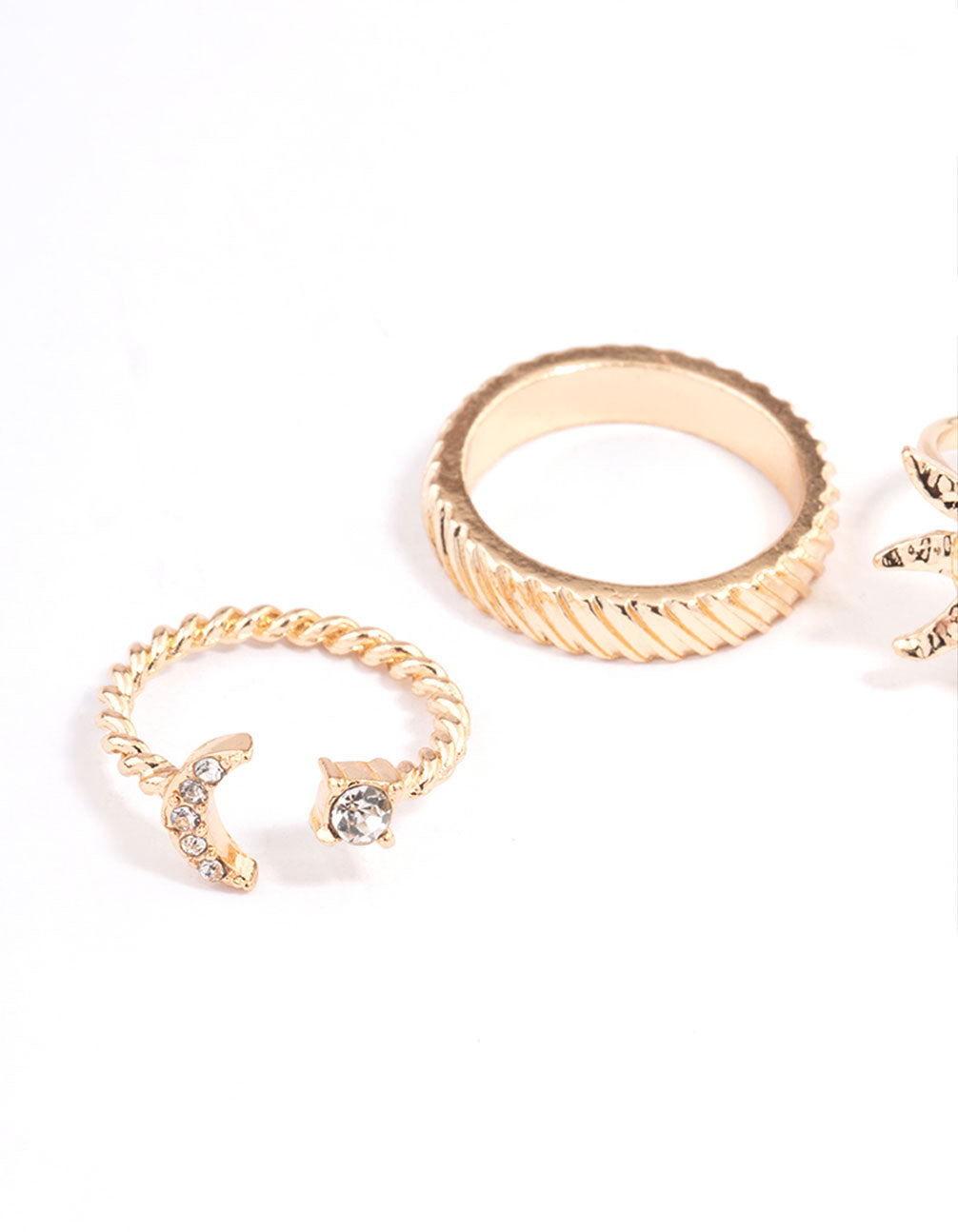 Gold Diamante Mixed Sun Ring 5-Pack
