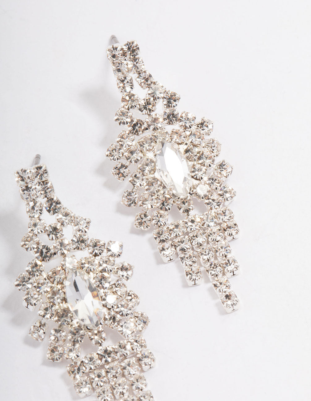 Silver Mini Diamante Drop Earrings