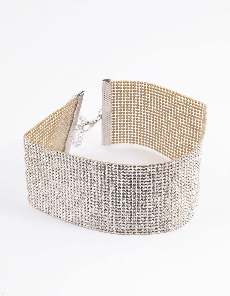 Silver Large Diamante Choker Lovisa