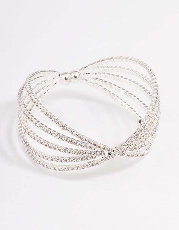 Silver Triple Row Criss Cross Wrist Cuff