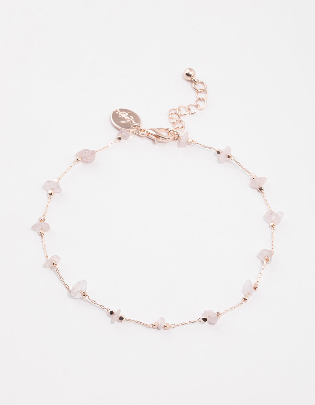 Rose Gold Rose Quartz Dainty Chip Anklet