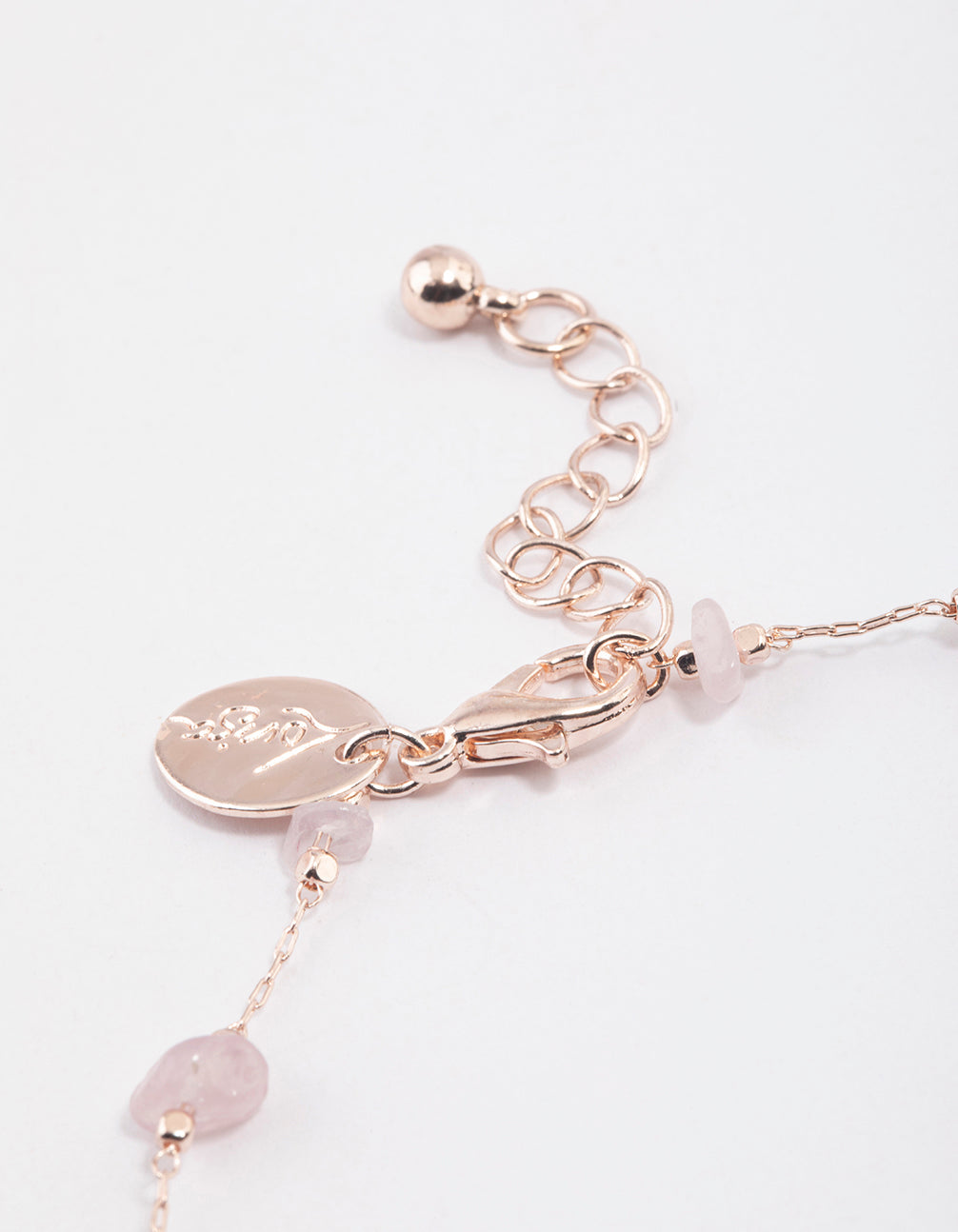 Rose Gold Rose Quartz Dainty Chip Anklet