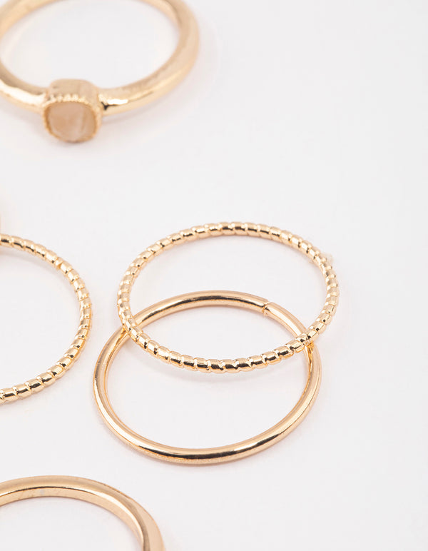 Gold Rose Quartz Stacking Ring Pack
