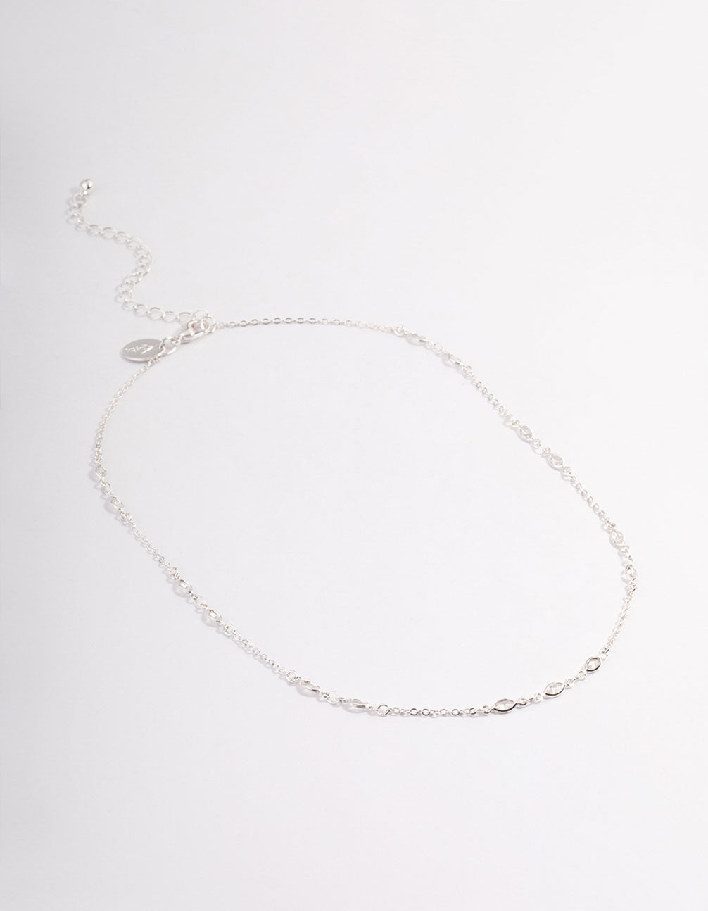 Silver Cubic Zirconia Dainty Chain Necklace