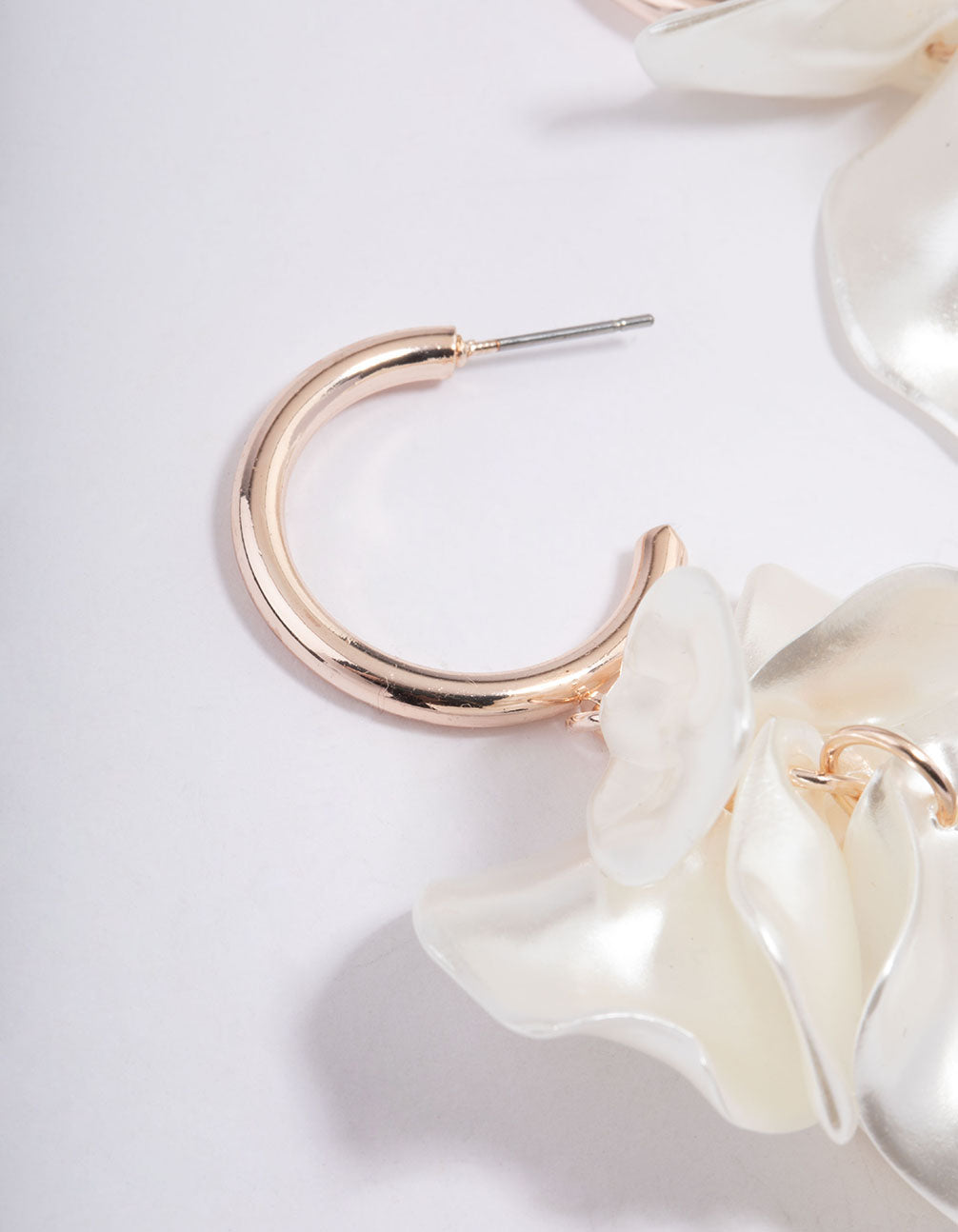 Rose Gold Coated Petal Huggie Earrings