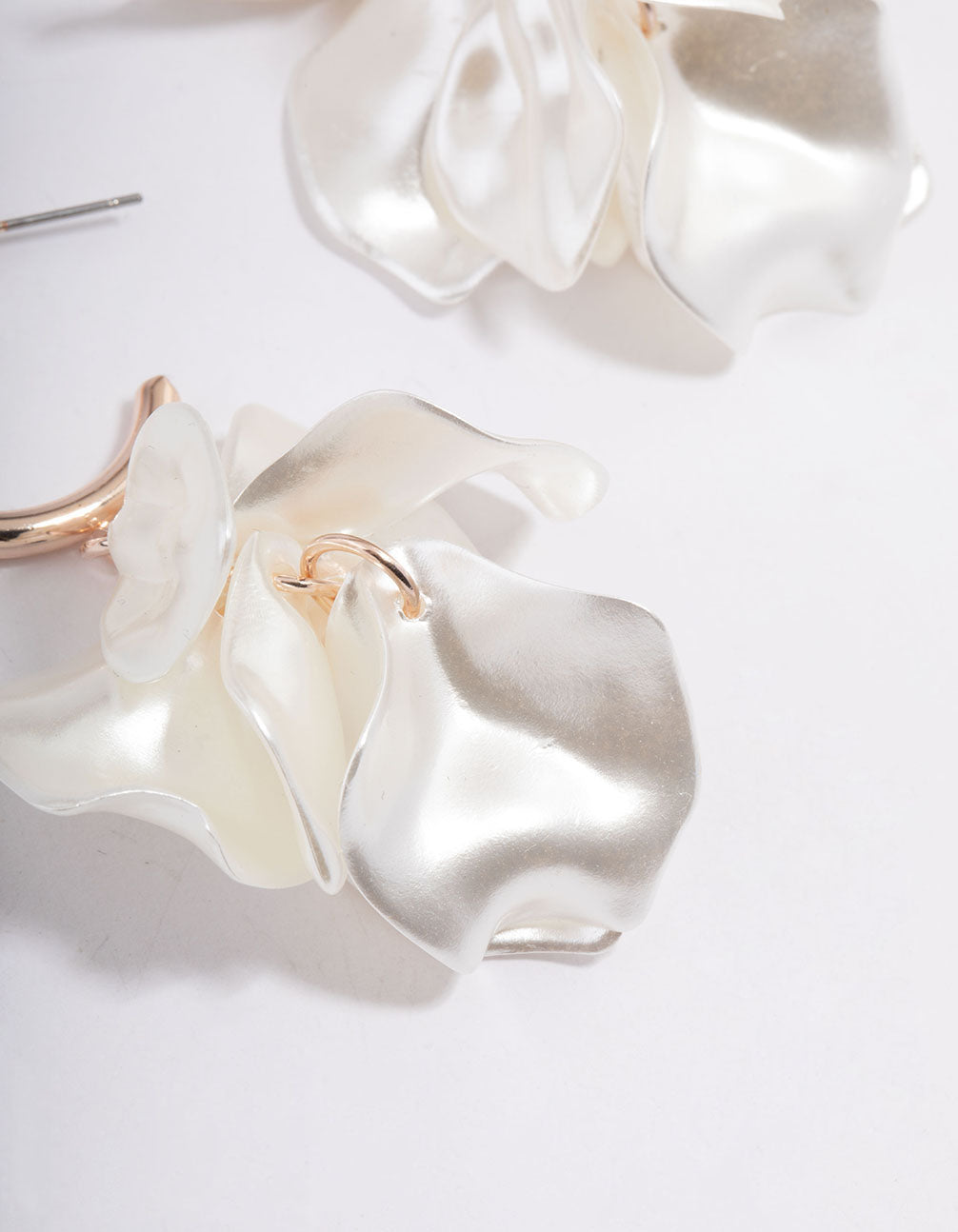 Rose Gold Coated Petal Huggie Earrings