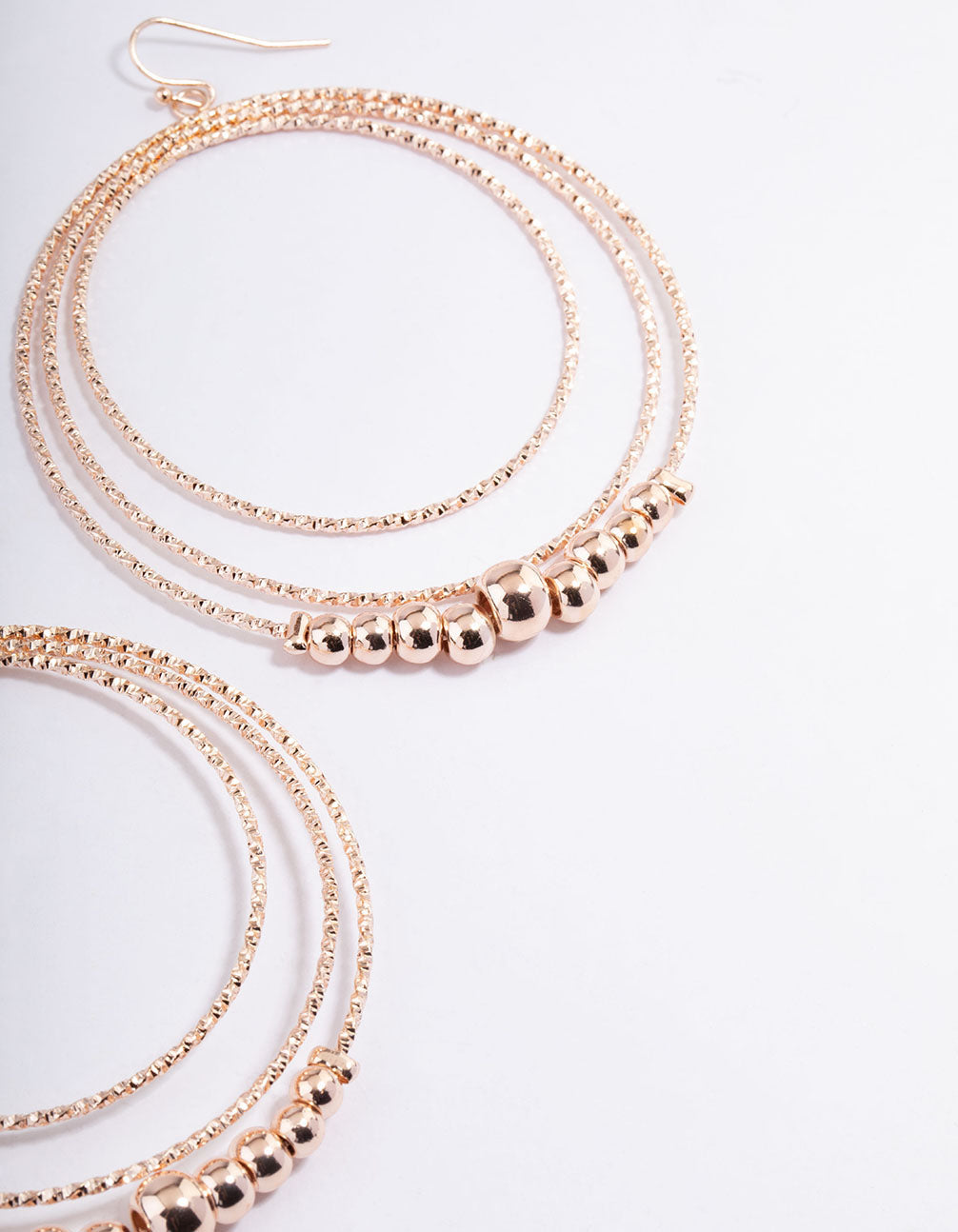 Rose Gold Illusion Three Circle Ball Drop Earrings