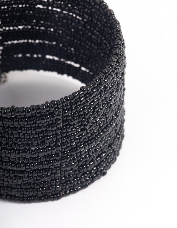 Coated Black Small Beaded Bangle