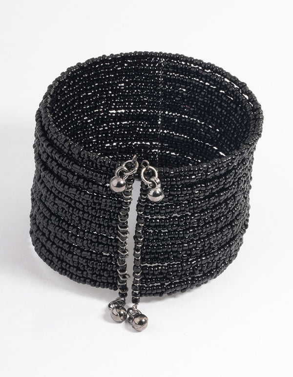 Coated Black Small Beaded Bangle