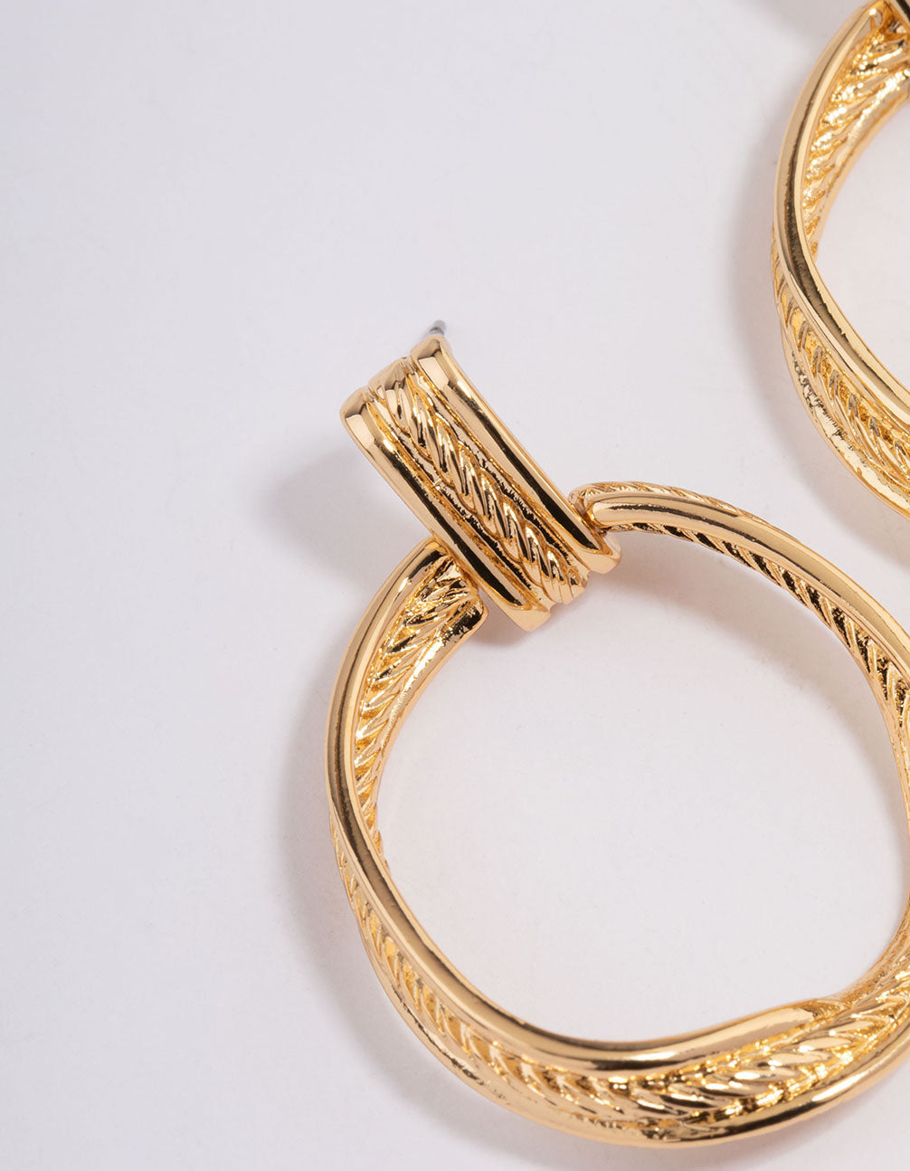 Gold Plated Braided Door Knocker Earrings