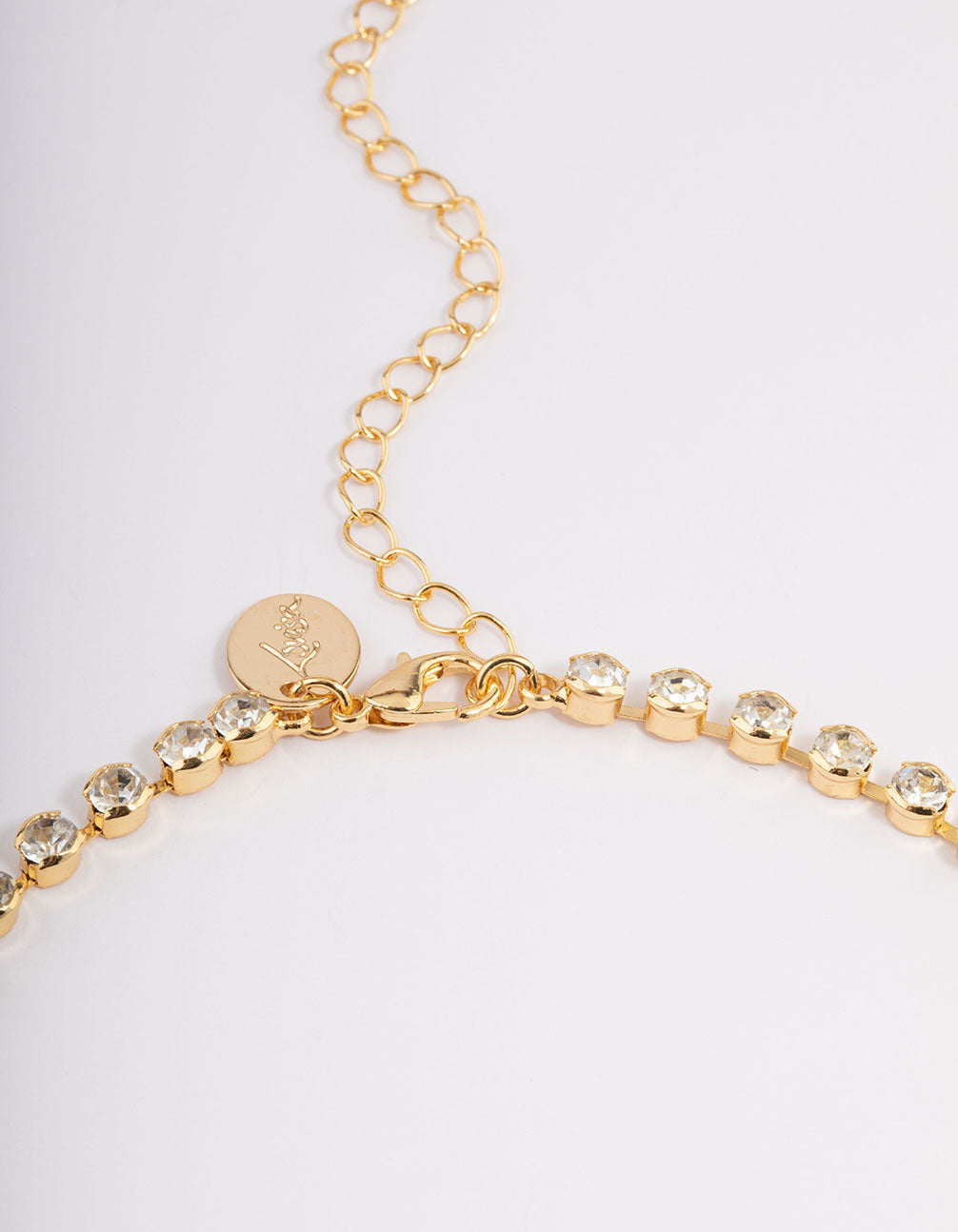 Gold Plated Large Diamante Y-Necklace