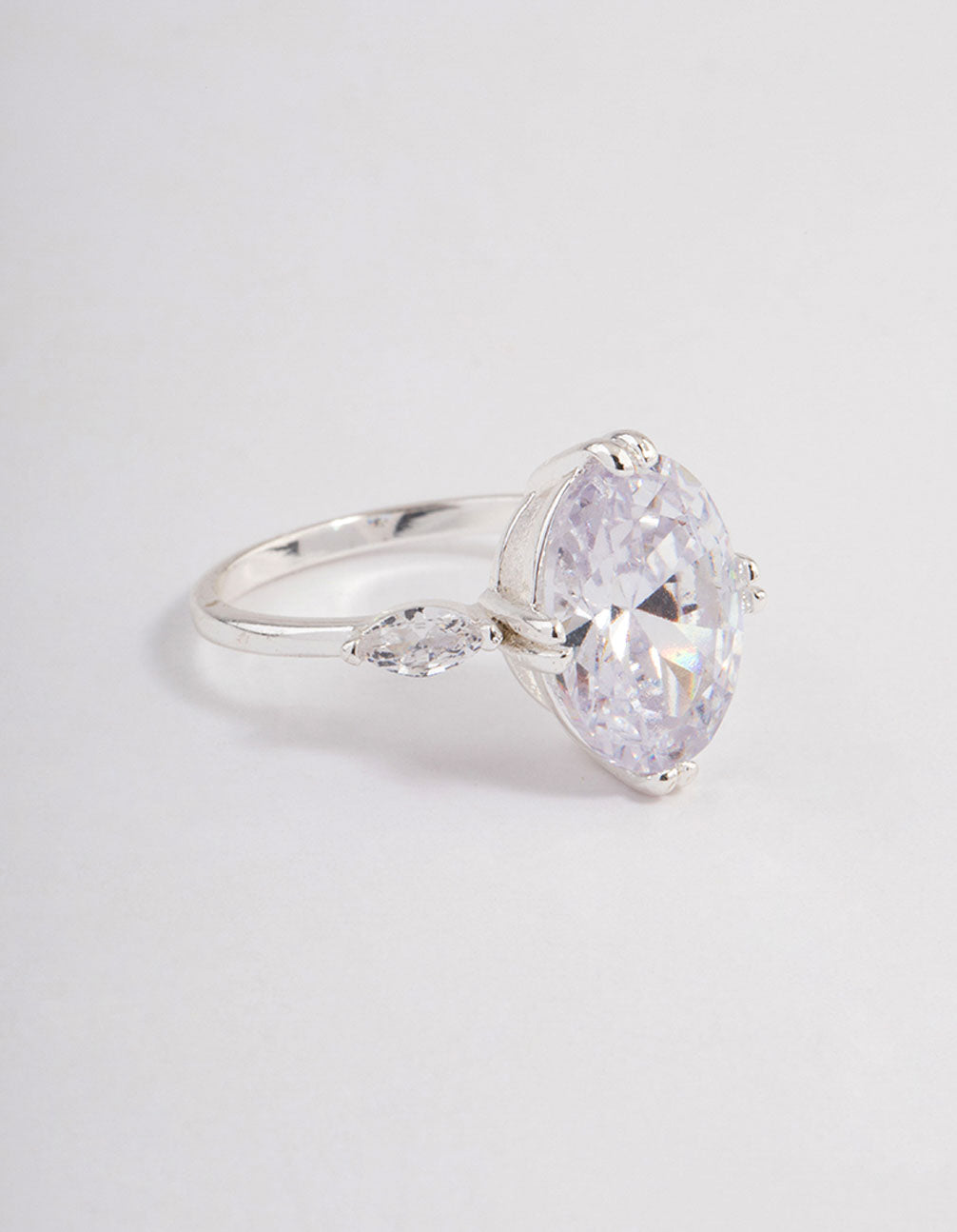 Silver Grand Oval Marquise Ring
