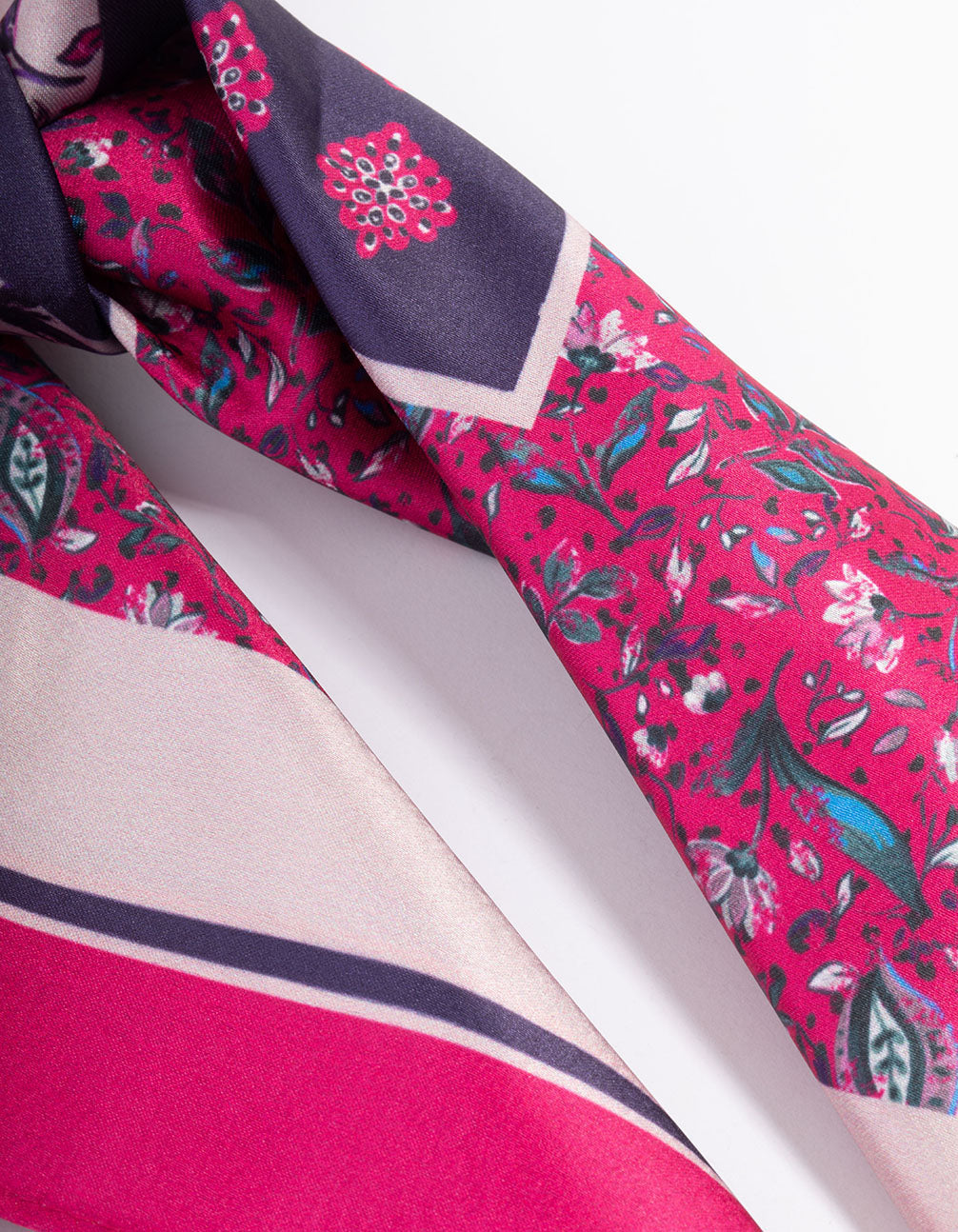 Pink Fabric Mixed Tone Floral Print Scarf