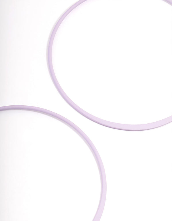 Purple Coated Felt Edge Hoop Earrings 9cm