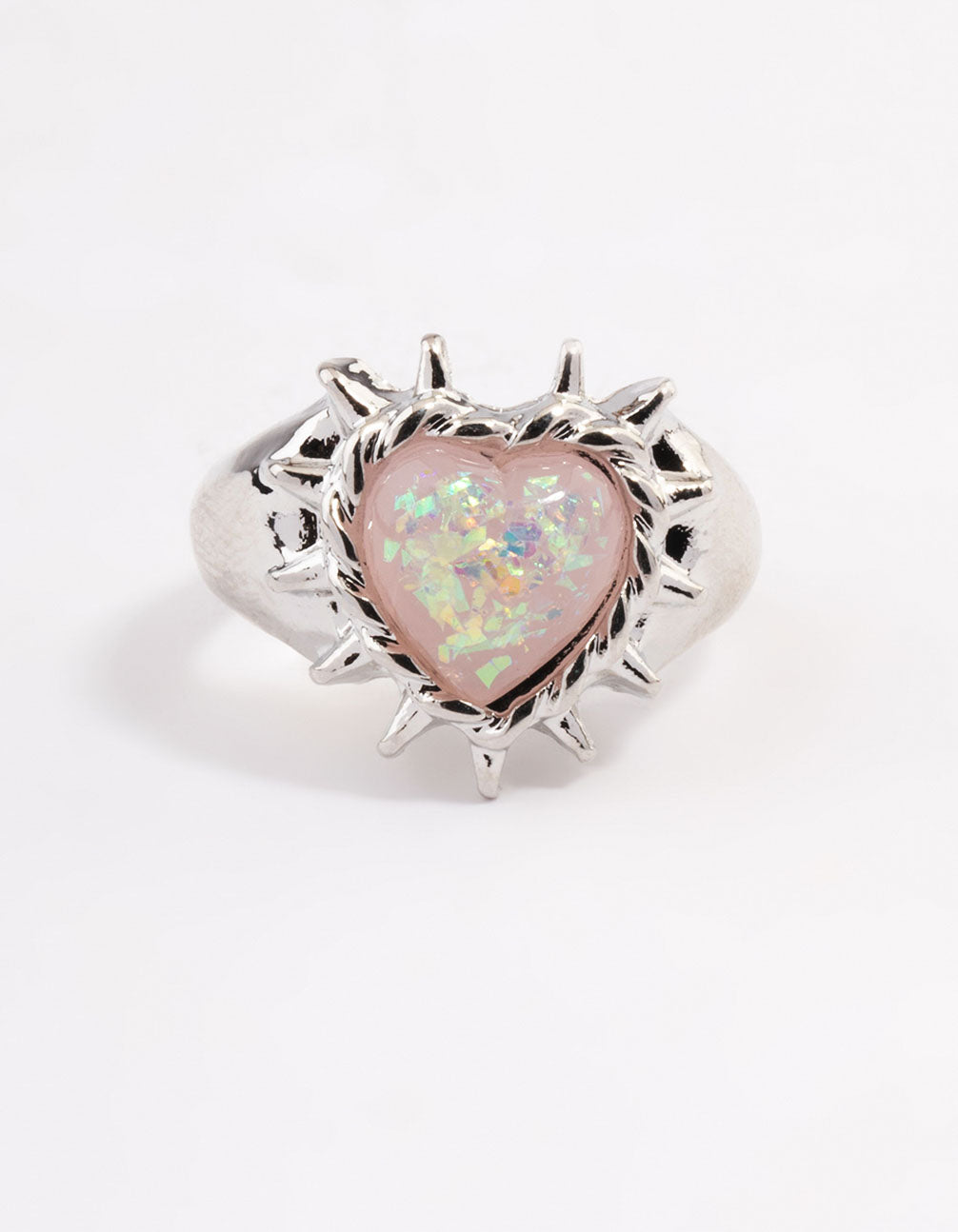 Silver Spark Heart Ring