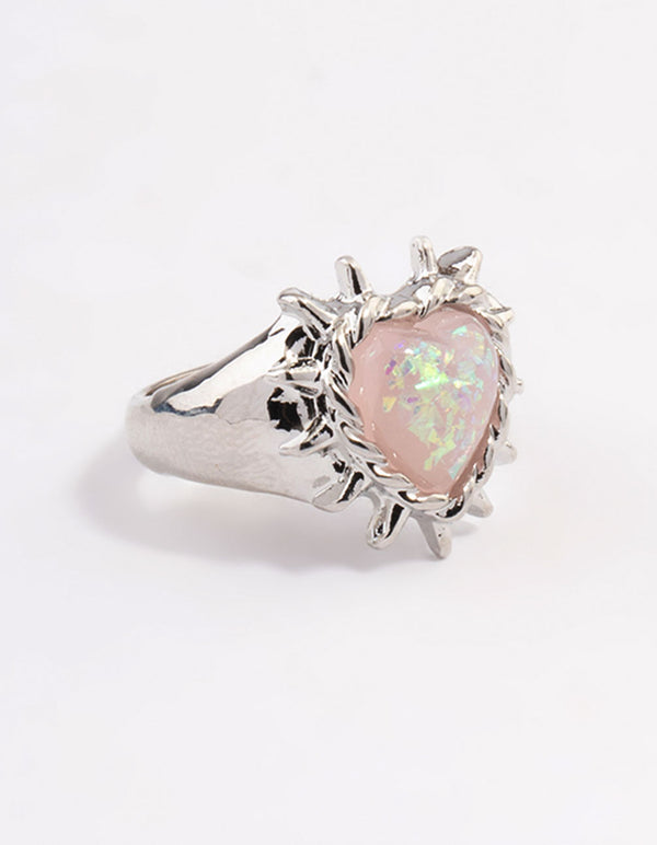 Silver Spark Heart Ring