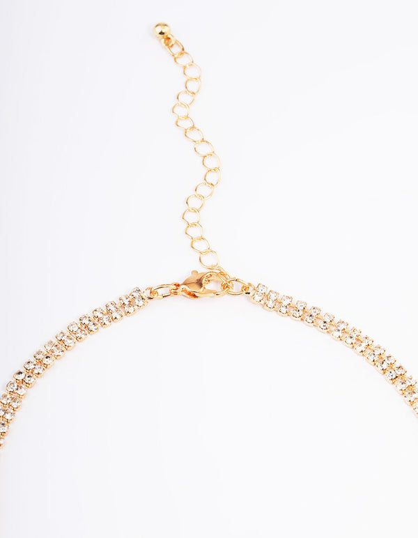 Gold Diamante Fringe Choker