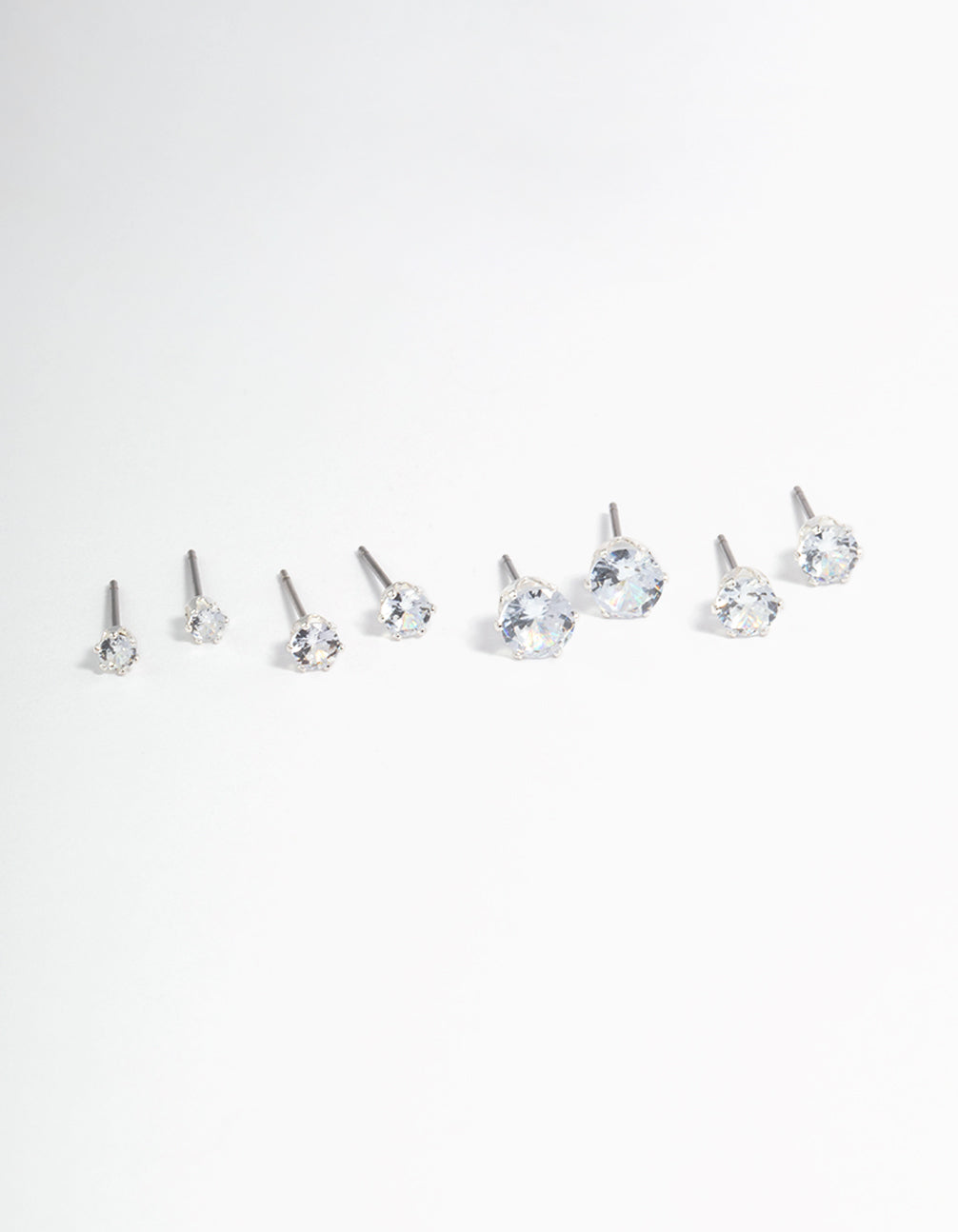 Silver Plated Cubic Zirconia Ascending Earrings 8-Pack