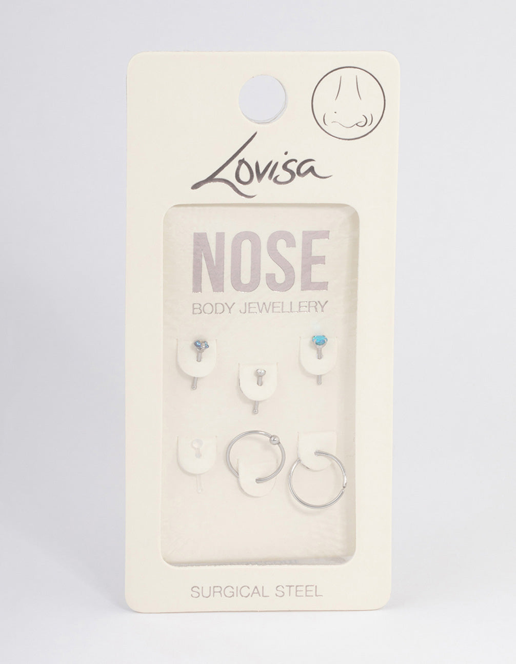 Surgical Steel Blue Nose Stud 6-Pack