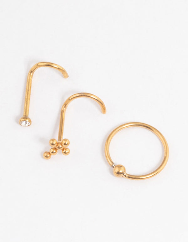 Gold Plated Surgical Steel Cross Nose Pack