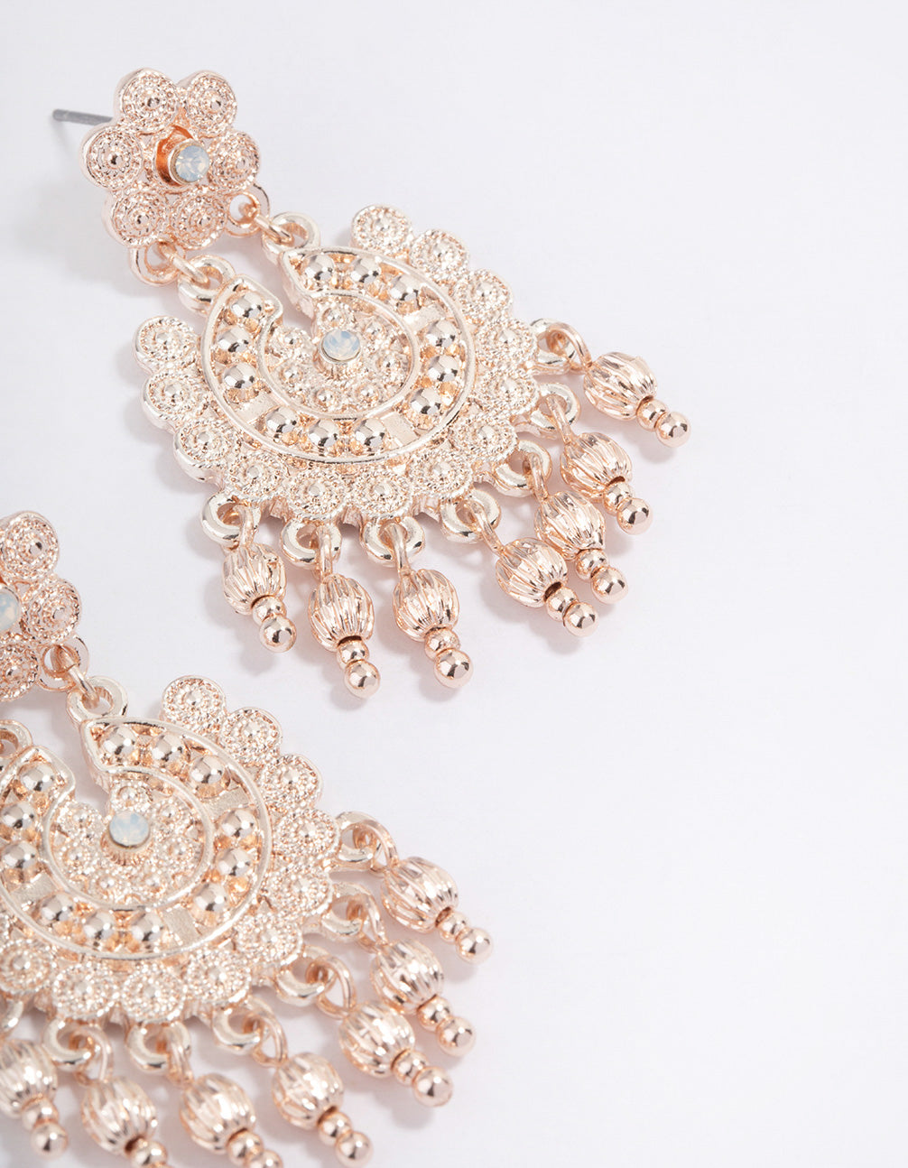 Rose Gold Flower Ball Drop Jhumka Earrings