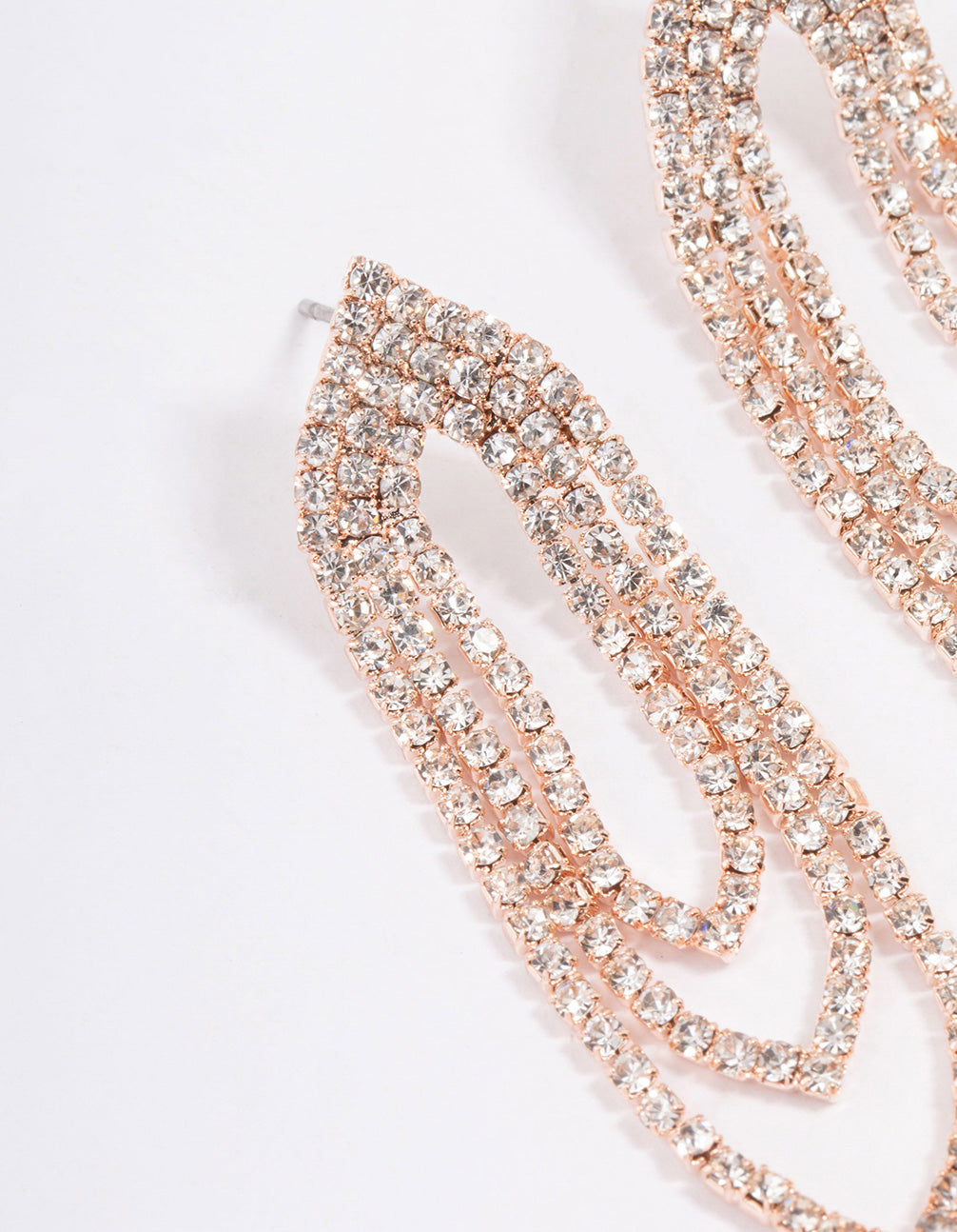Rose Gold Mini Oval Cupchain Drop Earrings